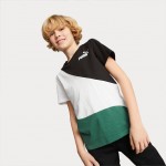 4k Puma 674231-37 JR T-shirt Power Cat - black/white/green